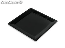 Plato luxe de plástico extra grande color negro, caja 224 unidades