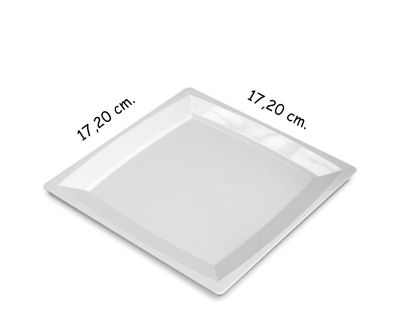 Plato luxe de plástico mediano color blanco, caja 576 unidades