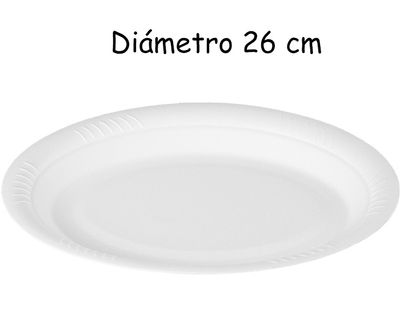 Plato porex color blanco, 26 cm, caja 600 unidades