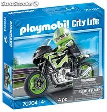 Playmobil Playmo Pilote Et Moto
