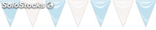 Pol. Bandera triangulo plastico azul celeste y blanco 20X30 cm, 25 mt