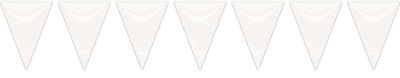 Pol. Bandera triangulo plastico blanco,20X30 cm. 25 mt,