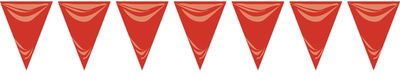 Pol. Bandera triangulo plastico rojo 20X30 cm, 25 mt