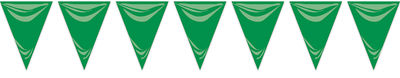 Pol. Bandera triangulo plastico verde,20X30 cm. 25 mt,