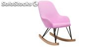 Poltrona relax - Baby sedia a dondolo tessuto rosa gambe in metallo e frassino