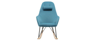 Poltrona relax - Sedia a dondolo tessuto blu petrolio gambe in metallo e - Foto 2
