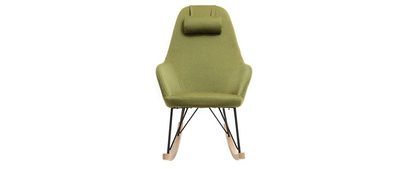 Poltrona relax - Sedia a dondolo tessuto verde gambe in metallo e frassino - - Foto 2