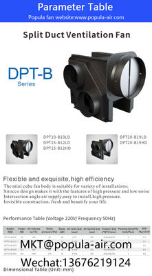 Popula dpt-b series Split Duct Ventilation Fan