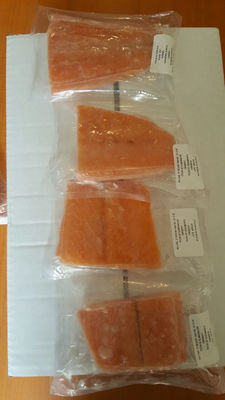 Porciones de salmon sin piel sin espinas 120 a 140 grs. Ivp