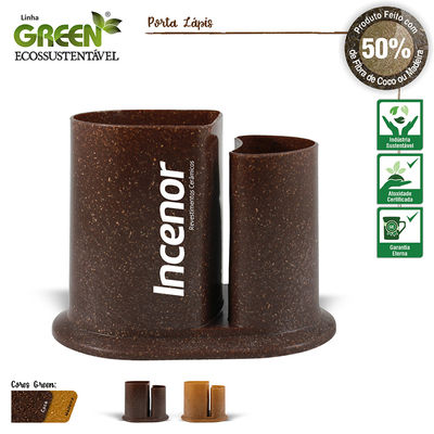 Porta Lápis duo green coco/madeira