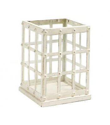 Porta velas suporte de metal quadrado vela com vidro interior branco