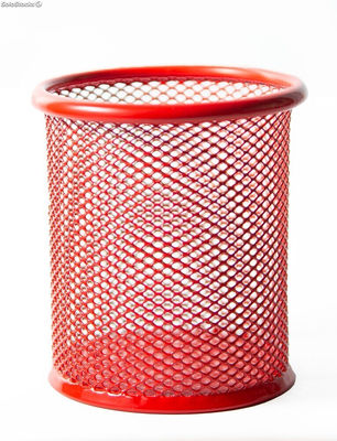 Portalápices metálico de malla o rejilla 10 x 8,5 cm. Color Rojo - Sistemas