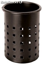 Portalápices metálico perforado cuadrado color negro - Sistemas David