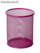 Portalápices metálico rosa de malla o rejilla 14 x 10 cm - Sistemas David