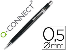 Portaminas q-connect 0.5 mm con tres minas cuerpo negro clip metalico