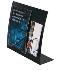 Porte-affiche métallique A4 (de comptoir) avec porte brochures fil 1/3A4