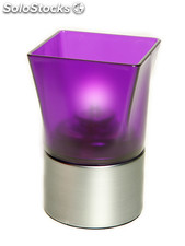 Porte-Bougies Photophores Carré Plastique Violet pour Recharges à l&#39;Huile