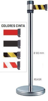 Poste separador acero inoxidable cinta rojo/blanco METALWORKS RS4SRRB