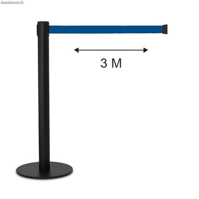 Poste separador con cinta azul de 3 metros extensible retráctil - Sistemas David