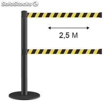 Poste separador doble cinta 2,5 metros retráctil (precaución) - Sistemas David