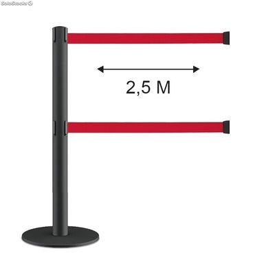 Poste separador doble cinta 2,5 metros retráctil - Sistemas David