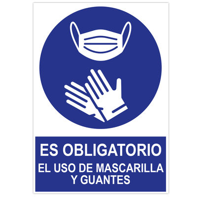 Poster cartulina A3 con &quot;es obligatorio el uso de mascarilla y guantes&quot; jbm