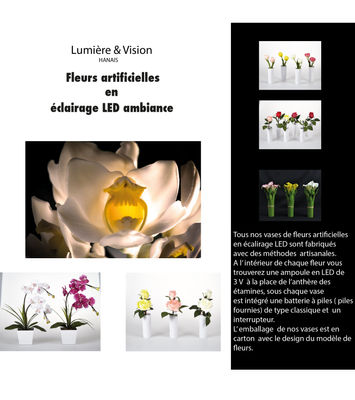 Pots de fleurs artificielles parfumées en lumière ambiance Led - Photo 3