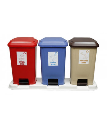 Poubelle Beige A 30 Litres a Pédale Bac à ordures Poubelle de déchets conteneur - Photo 4