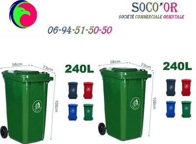 Poubelle Maroc plastique bac ordures 240L