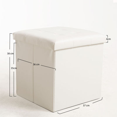 Pouf contenitore Button 38 cm Velluto - Bianco - Foto 2