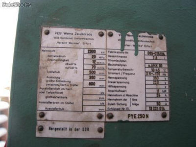 Prasa PYE-250N r.b-1988 hydrauliczna WMW NIEMCY