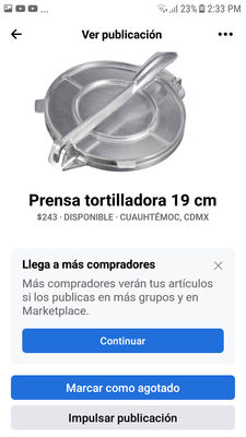 Prensa tortilladora 19 cm