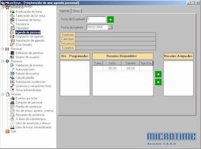 Programas de Gestión en ambiente Windows, para la administración y control de la asistencia y puntualidad del personal