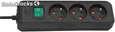 Prolongateur multiprise Eco-Line avec interrupteur 3 prises noir 1,5m H05VV-F 3G