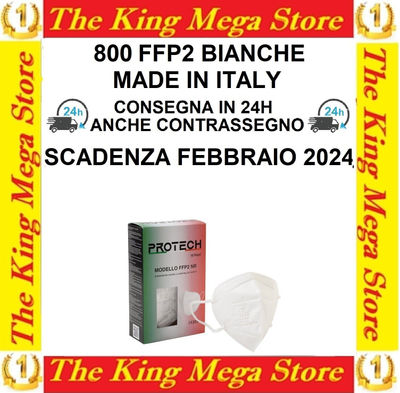 Protech mascherine FFP2 bianche italiane 100% scadenza febbraio 2024