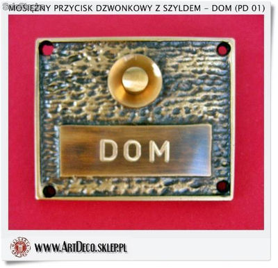 Przycisk dzwonkowy mosiężny z wizytówką na drzwi - Zdjęcie 2