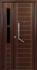 Puerta aluminio de seguridad blindada color nogal efecta madera