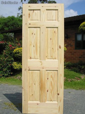 Puerta solida de pino 6 tableros