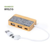 Puerto USB 2.0 fabricado en bambú y fieltro RPET