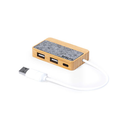Puerto USB 2.0 fabricado en bambú y fieltro RPET - Foto 3