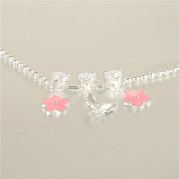 pulsera/brazalete plata+flores con esmalete rosados+mariposa chapadas - Foto 4
