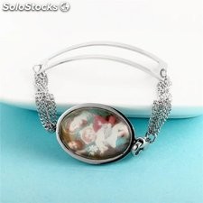 pulsera con medalla Maria y niño Jesús en acero inoxidable