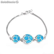 pulsera de ópalos azules forma de ronda de plata ley 925