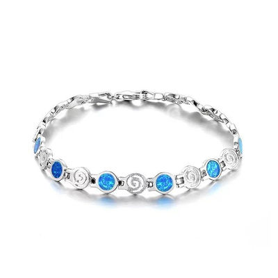 pulsera de plata con ópalos azules para dama joyería de moda