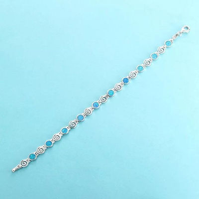 pulsera de plata con ópalos azules para dama joyería de moda - Foto 2