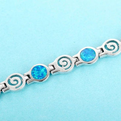 pulsera de plata con ópalos azules para dama joyería de moda - Foto 3