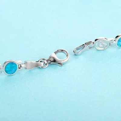 pulsera de plata con ópalos azules para dama joyería de moda - Foto 4