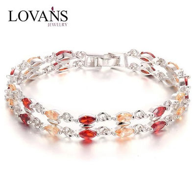 Pulsera Lovans jewelry con circónes de rojos y naranjas