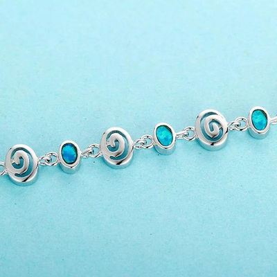 pulsera ópalos azules forma de elipse joyería de moda - Foto 3