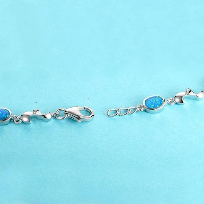 pulsera ópalos azules forma de elipse para mujer de plata - Foto 4
